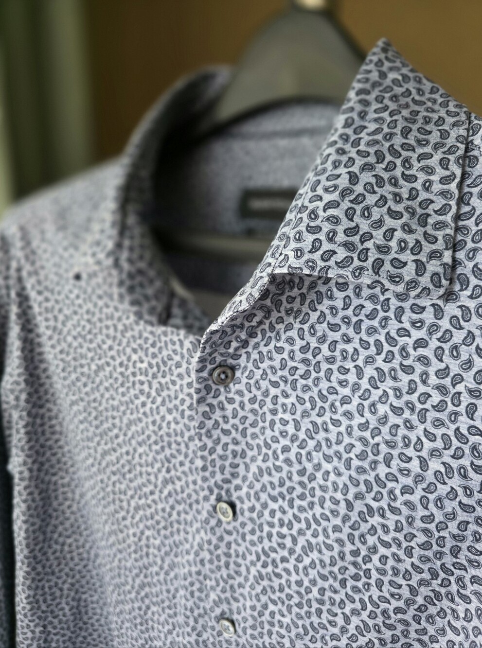 Bugatchi‎ OoohCotton Men's XL Navy Micro Paisley 8-Way Stretch Performance Shirt